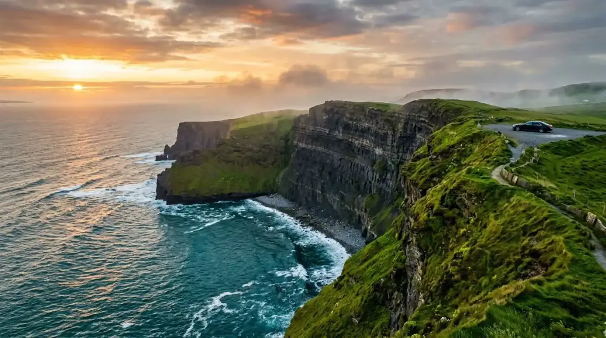 The majestic Cliffs of Moher at sunrise, a highlight of a 7-day Wild Atlantic Way itinerary.