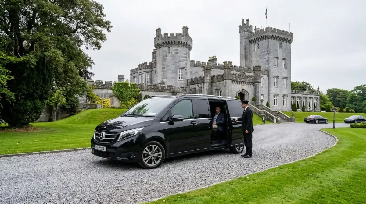 A private chauffeur arrival at Dromoland Castle.