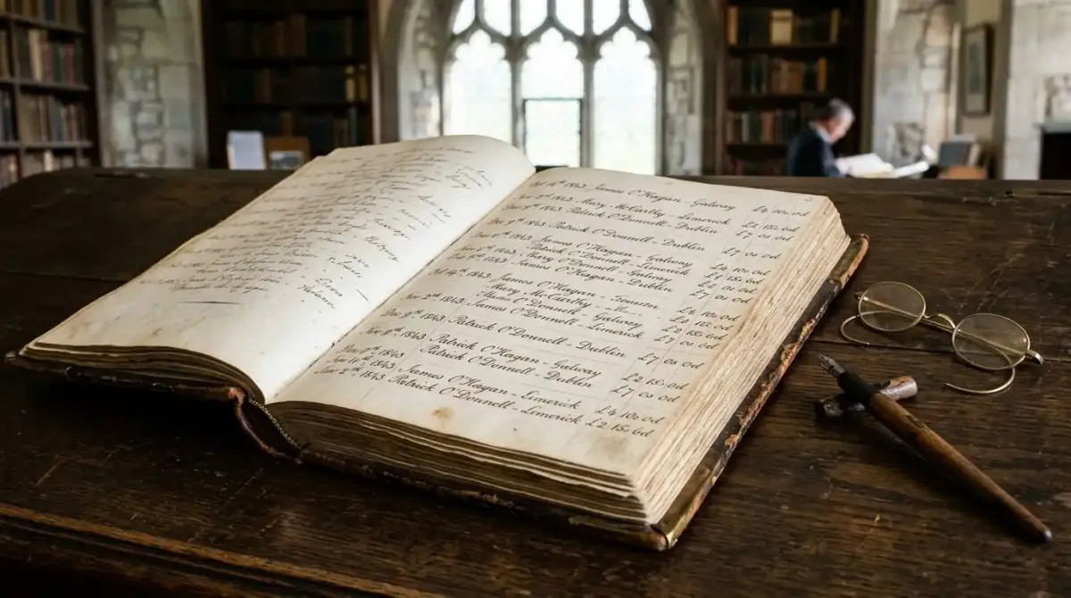 Historic Irish parish records used to trace family genealogy and roots.