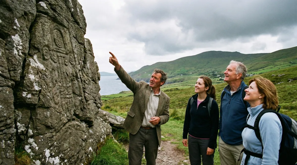 Small group on a guided walking tour with a local expert in Ireland