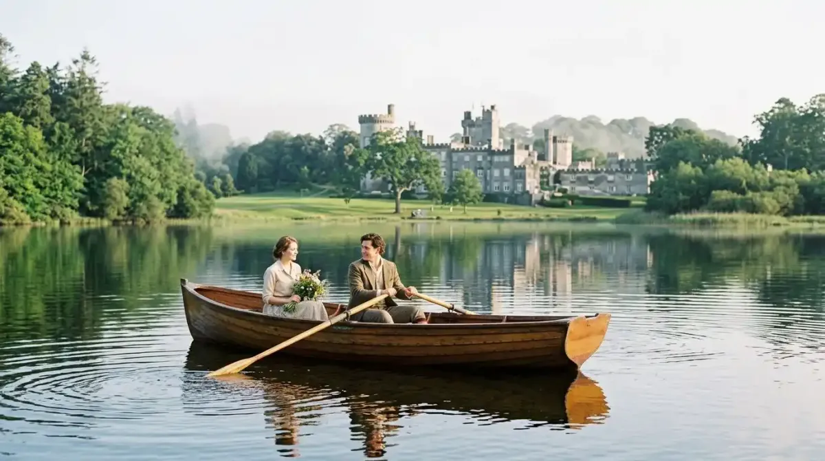 A romantic boat ride on the private lake at Dromoland Castle.