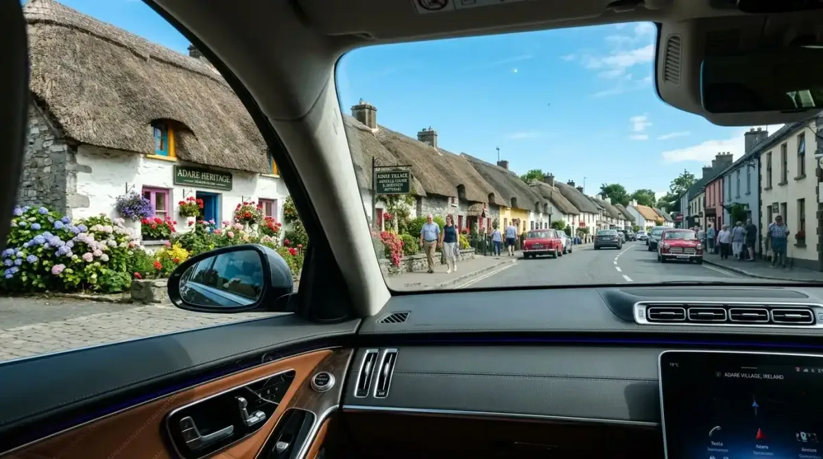 Arriving in Adare Village in a private chauffeur-driven luxury vehicle.