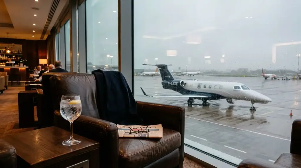 A seamless airport lounge transition between Ireland and Scotland on a premium travel package.
