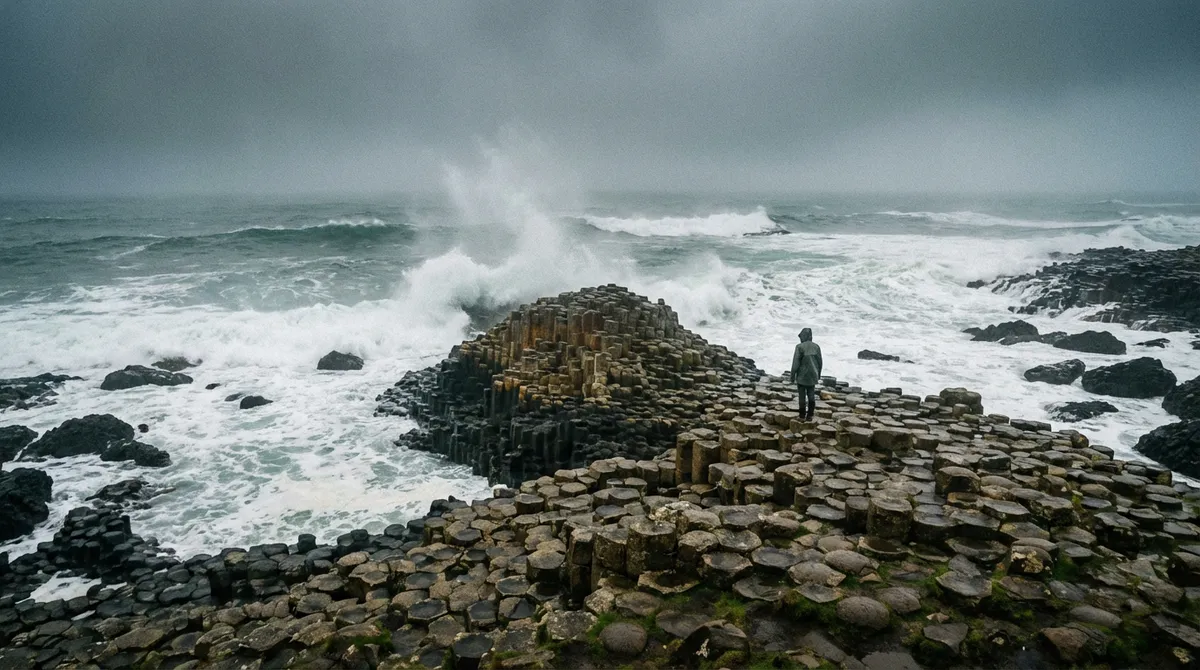 The unique basalt columns of the Giant's Causeway in Northern Ireland.