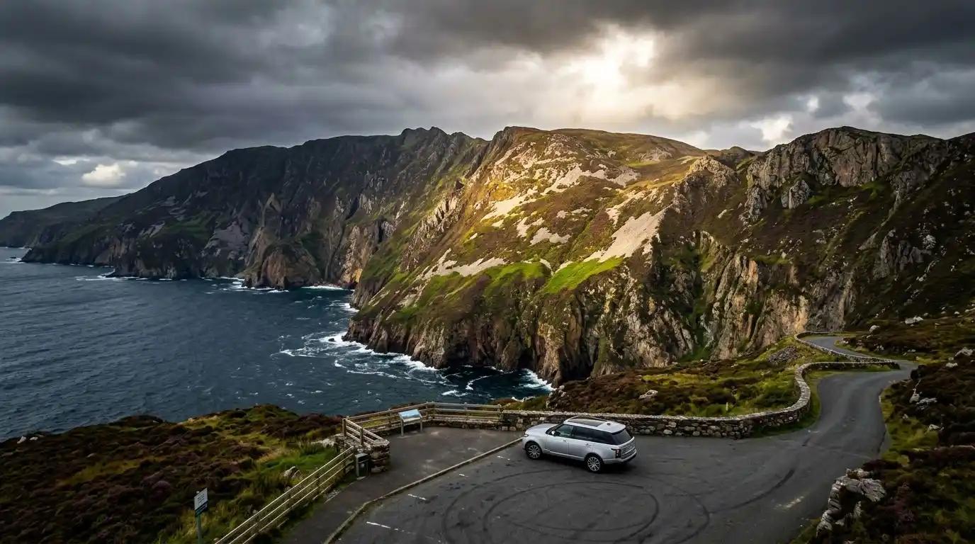 The massive sea cliffs of Slieve League in County Donegal, Ireland's rugged northern frontier.