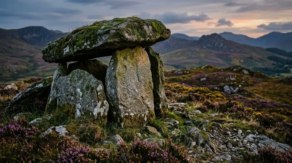 An ancient prehistoric standing stone monument discovered along an exclusive mountain walking route.