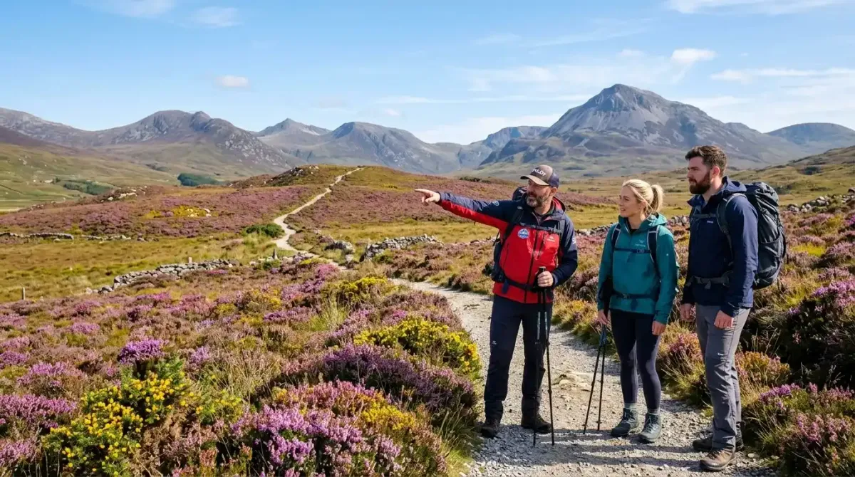 An exclusive private guide directing a luxury mountain walking experience in the west of Ireland.