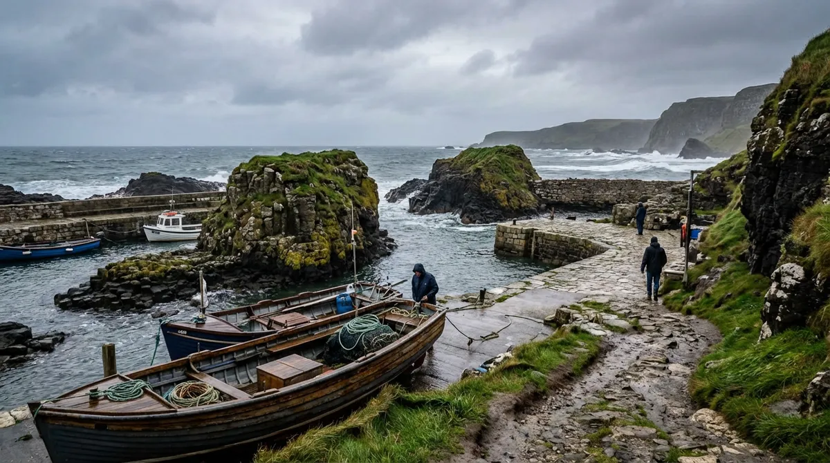 Ballintoy Harbour, a rugged fishing village known as Lordsport Harbour