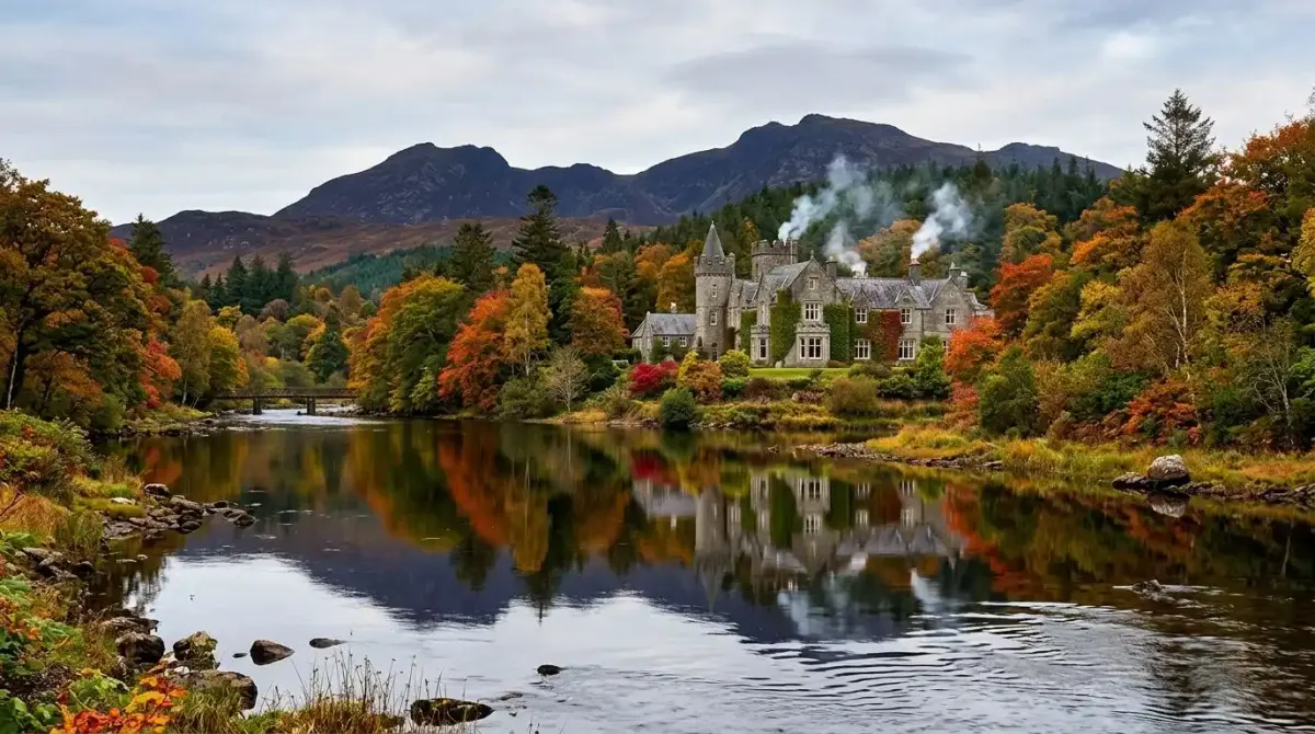 The luxury Ballynahinch Castle Hotel situated on a private estate in Connemara.