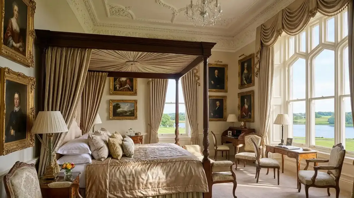 The luxurious Brian Boru Suite at Dromoland Castle.