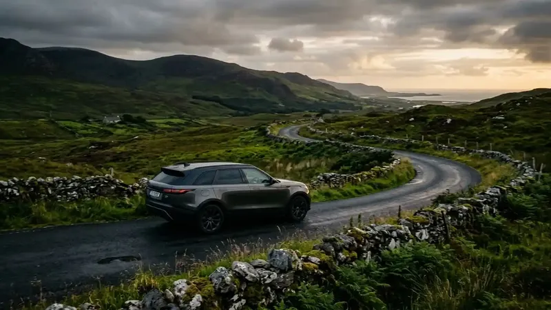 A premium automatic vehicle exploring the beautifully paced driving routes of western Ireland on a curated luxury package.