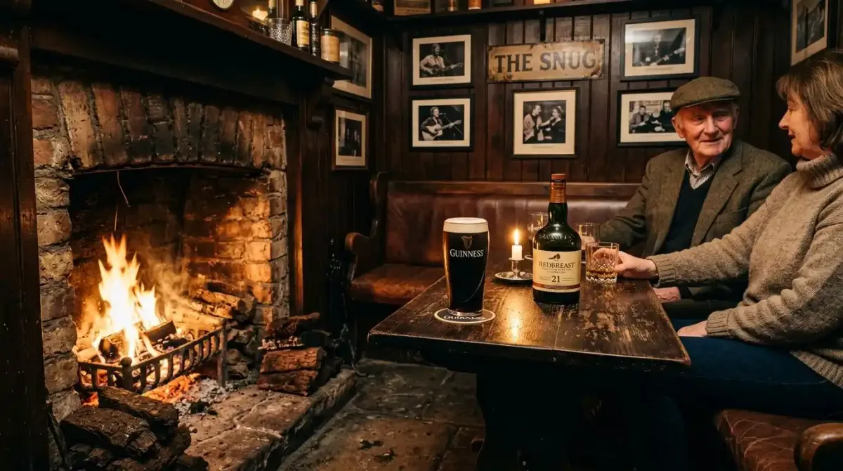 Unwinding beside a warm peat fire inside a traditional Irish pub snug after an elite round of links golf.