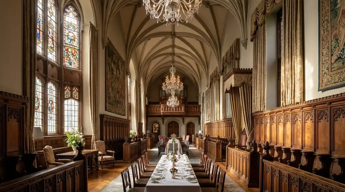 The grand Minstrels’ Gallery at Adare Manor, a masterpiece of Victorian design.
