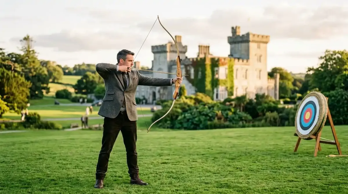 Archery practice on the grounds of Dromoland Castle.