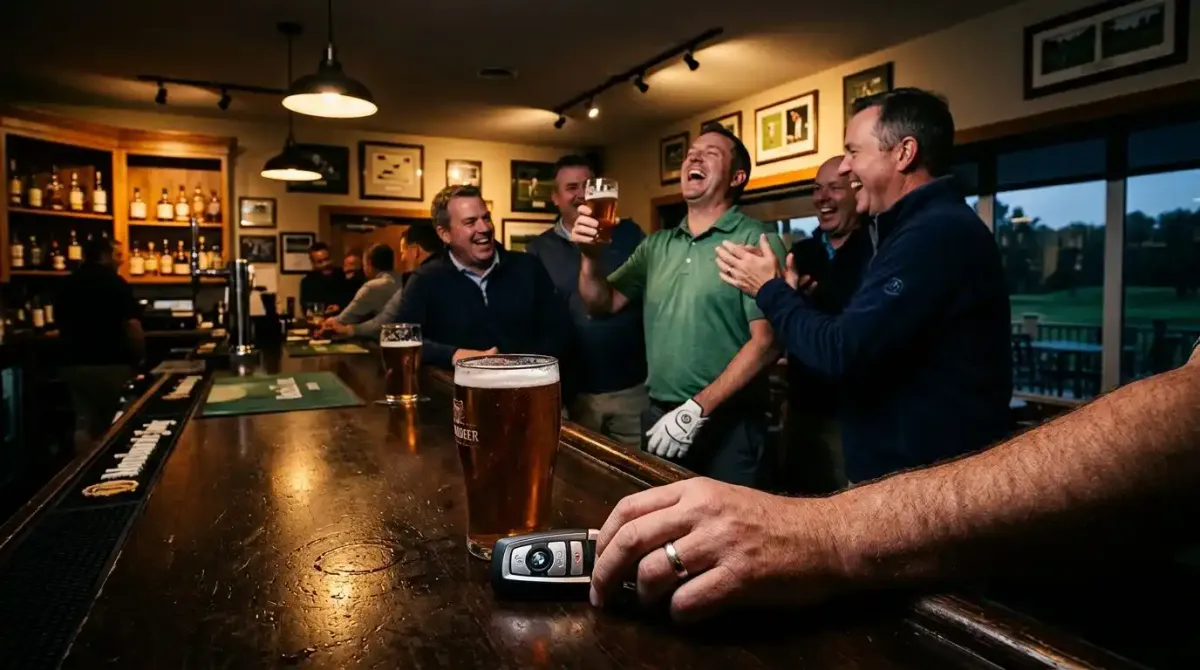 A visual representation of the logistical friction faced by a self-drive golf group at the 19th hole.