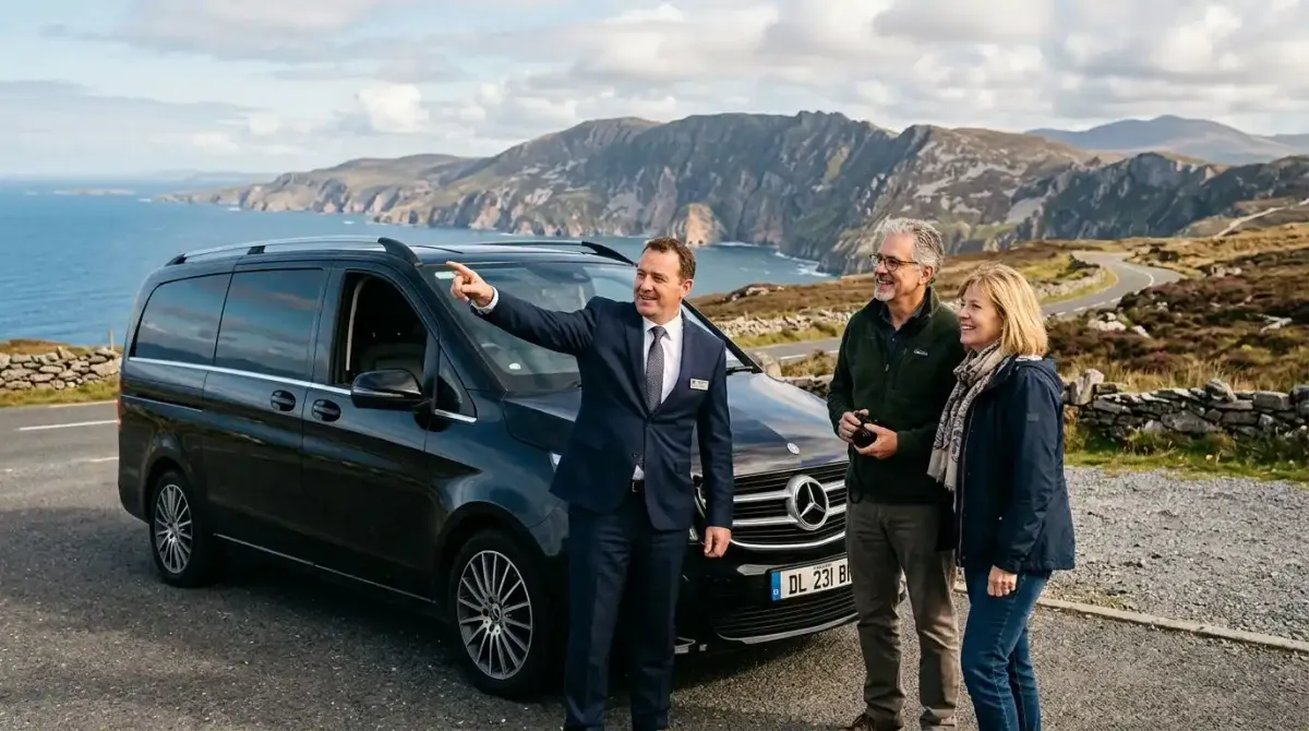 A Celtic Vacations private chauffeur sharing local knowledge in Donegal.