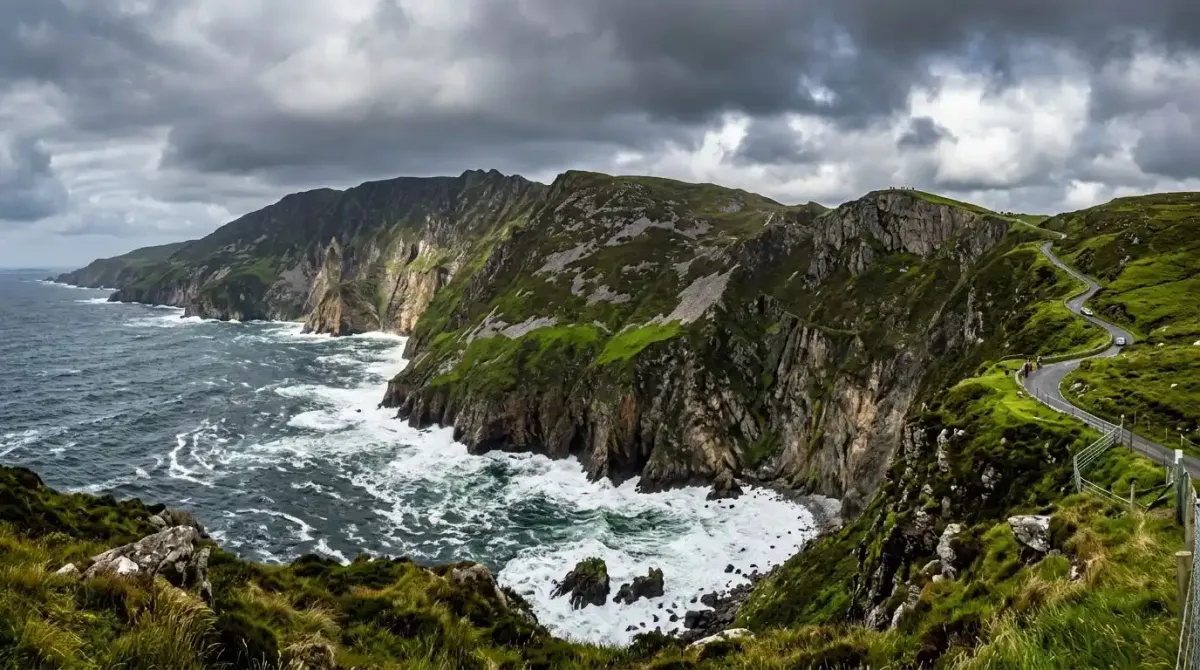The Slieve League cliffs in Donegal, easily accessible from Lough Eske Castle.
