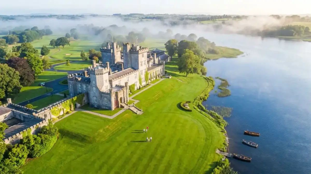 Aerial view of the family-friendly Dromoland Castle estate in County Clare.