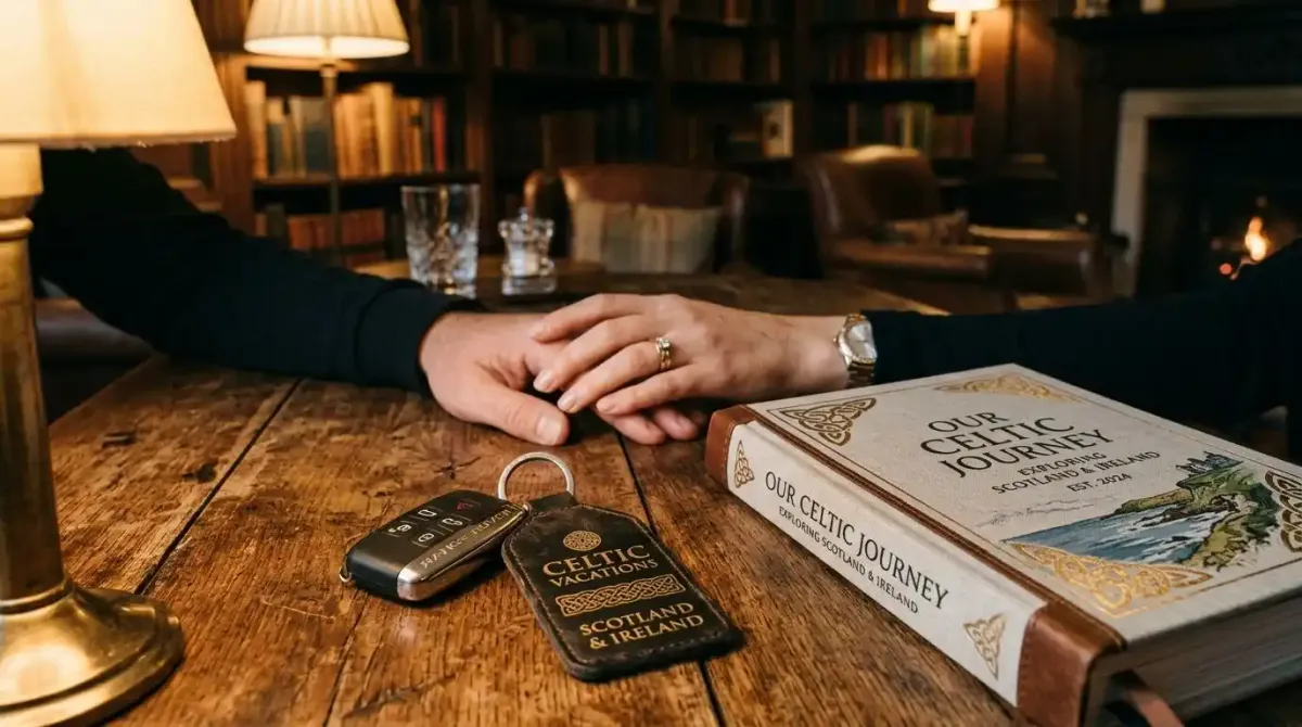 A personalized travel portfolio and car keys provided by a premium concierge service for a stress-free honeymoon.
