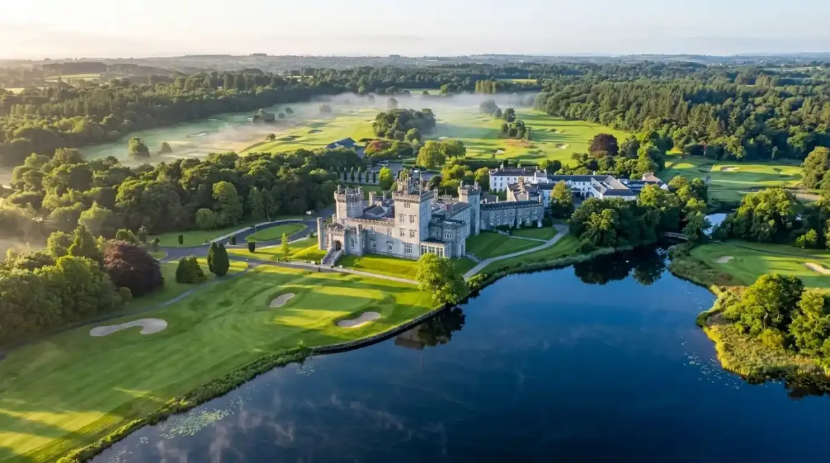 Aerial view of Dromoland Castle in County Clare, a top inclusion for castle packages.