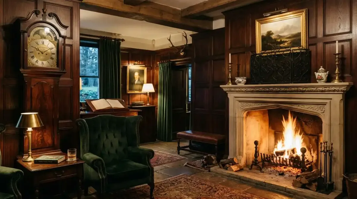 The interior reception room of an exclusive Irish estate included in a luxury travel package.