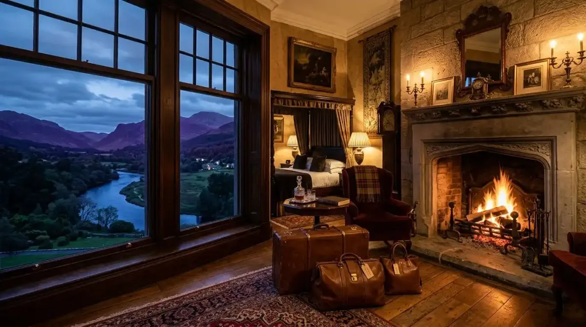 A premium five-star castle estate suite providing complete physical restoration after a day on the trails.