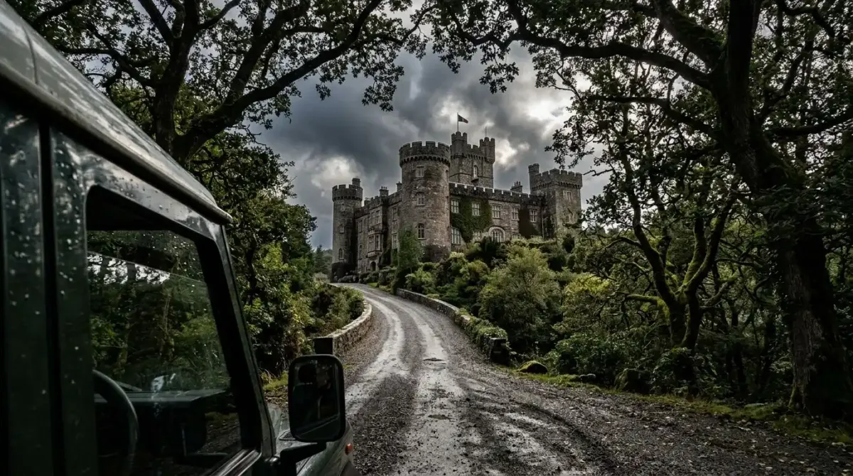 The impressive arrival experience at a luxury Irish castle estate.