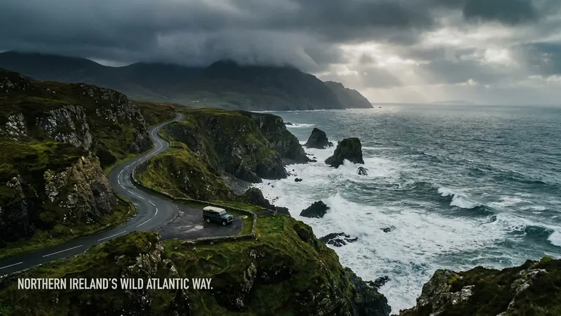 Dramatic coastal landscape of Northern Ireland, evoking Westeros