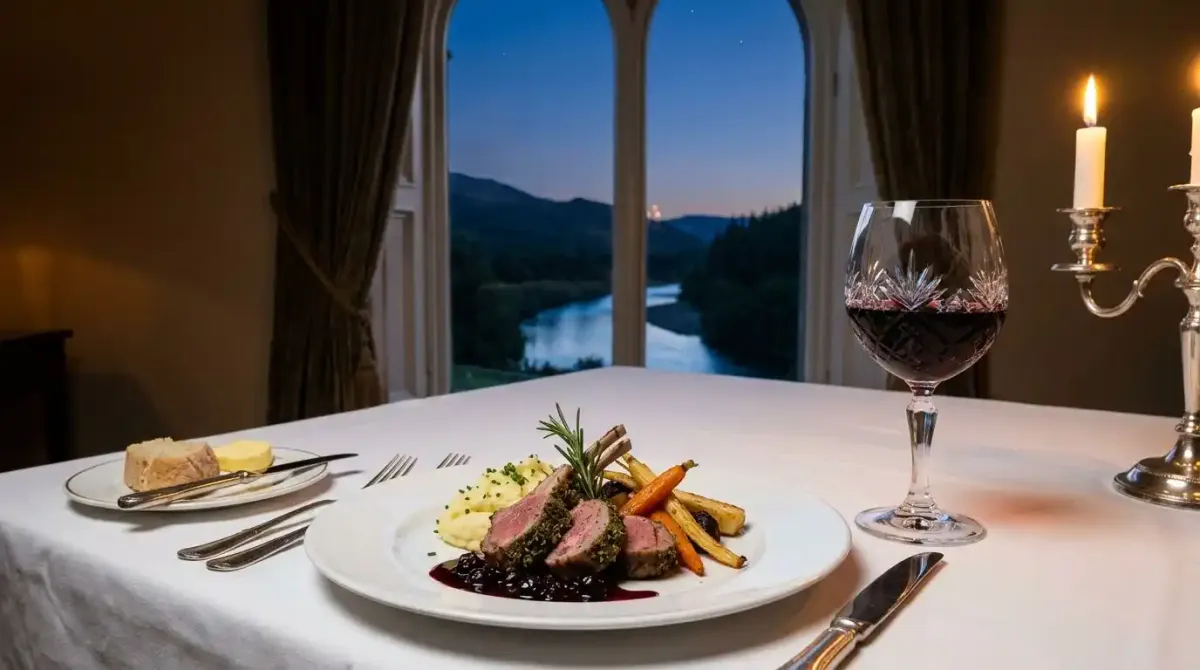 An exceptional estate-to-table tasting dinner served inside a luxury property after a day of wilderness exploration.