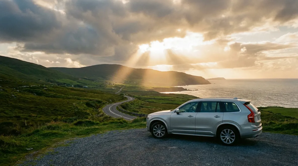 A scenic view of the winding roads on the Ring of Kerry, ideal for a self-drive tour in Ireland.