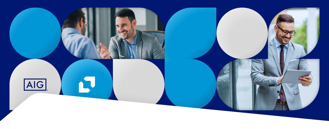 AIG and Appnovation logos with photos of colleagues in business meetings