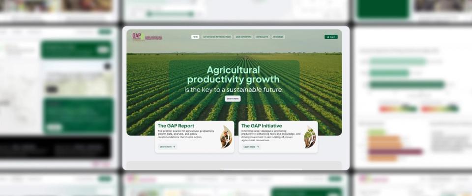 GAP Report website homepage: 'Agricultural productivity growth is the key to a sustainable future'