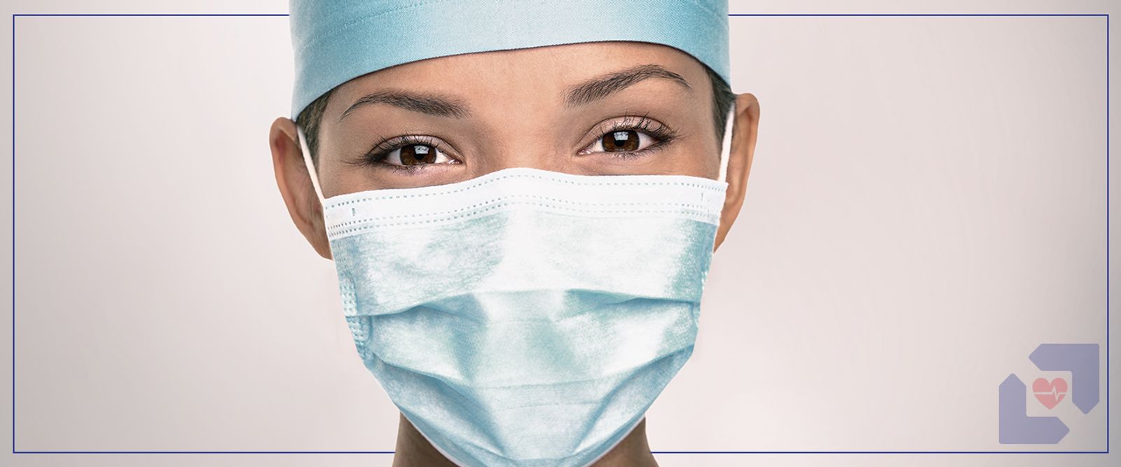 Healthcare worker wearing a surgical mask and scrub cap