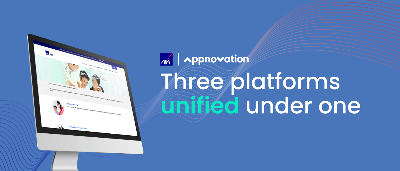 AXA website on a monitor with the headline three platforms unified under one