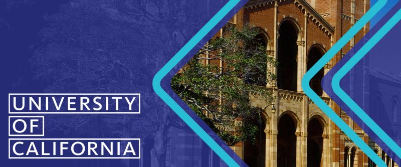University of California banner over a historic ivy-covered campus building