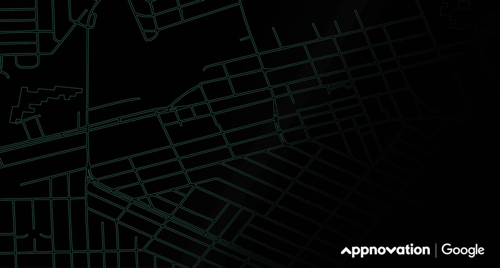Illuminated street map graphic with Appnovation and Google logos