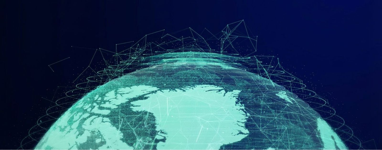 Digital globe graphic with connected network lines