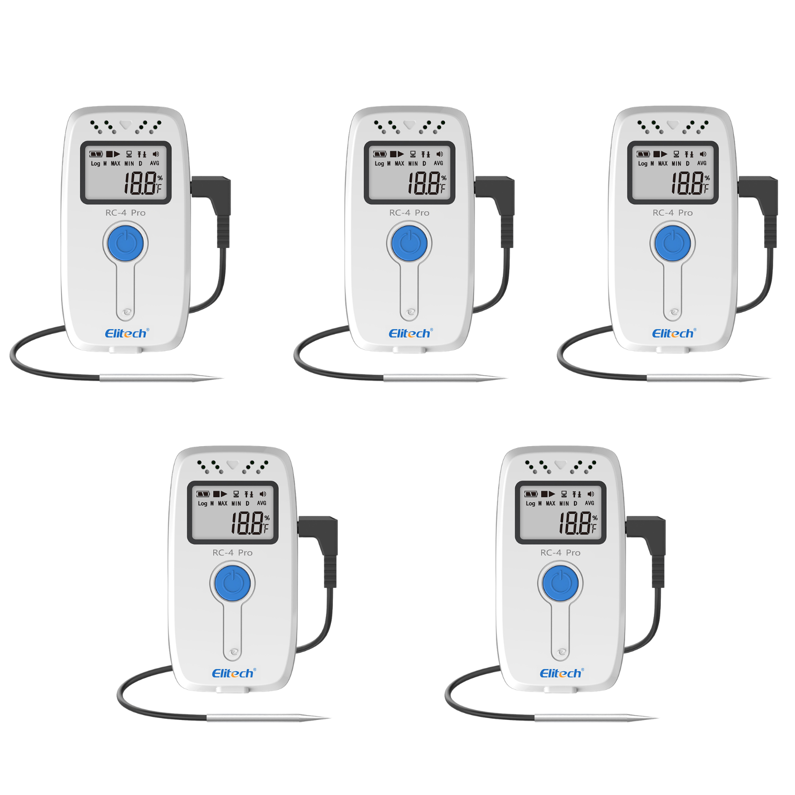 RC-4H Pro Czterokanałowy Rejestrator Temperatury i Wilgotności