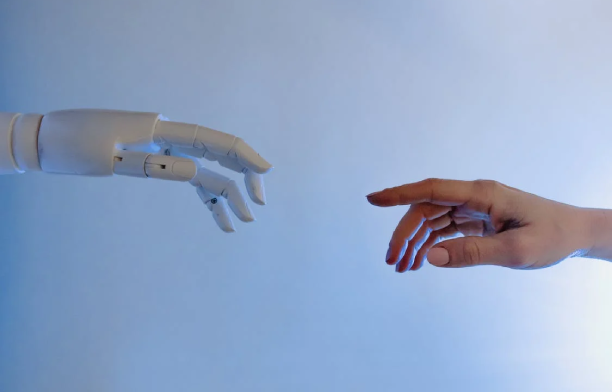 Human connecting with AI