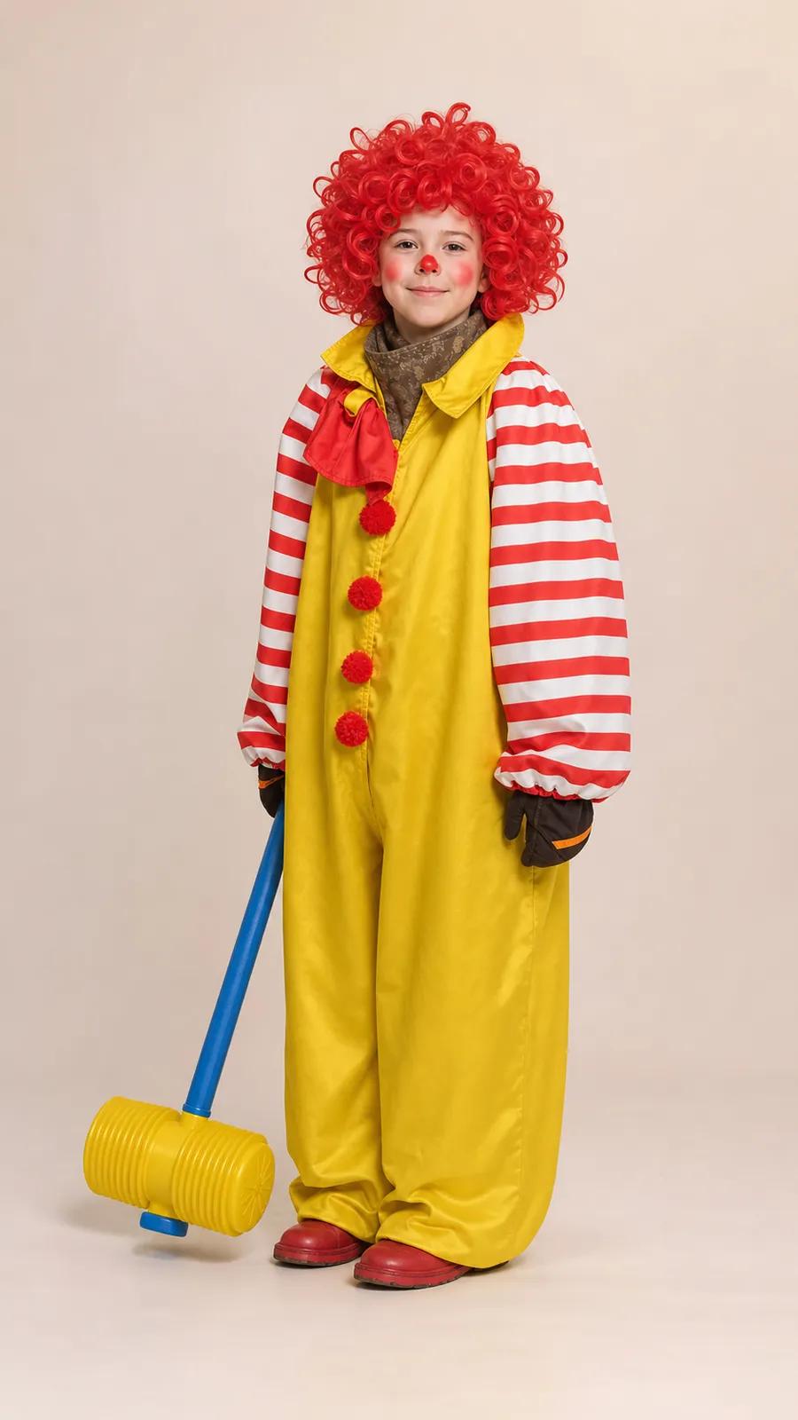 Clown mit Hammer aus dem Kostümbestand der Hilarikleiderbörse