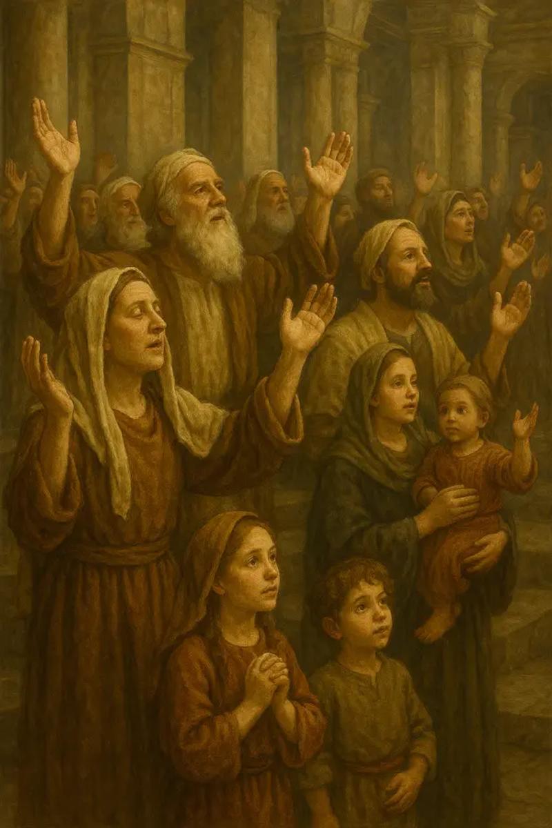 Family worshipping together