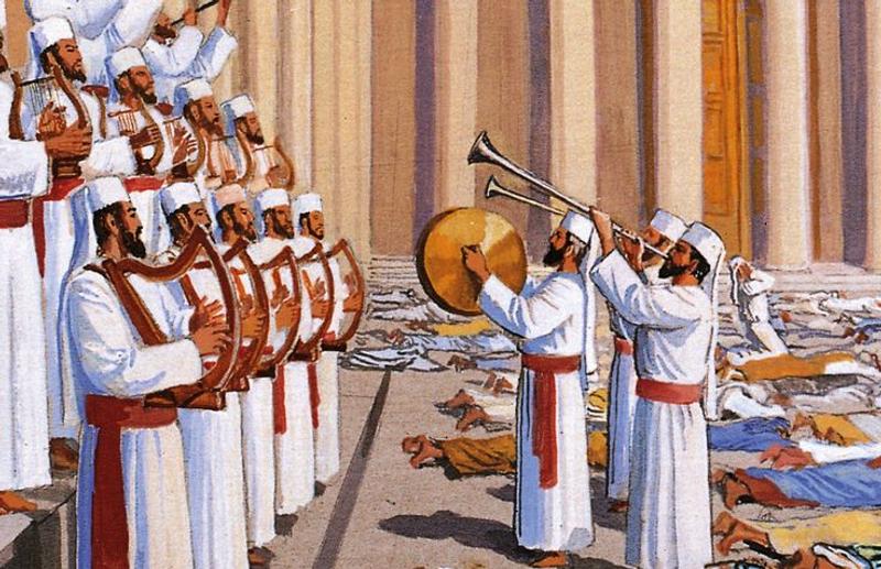 Musicians in the temple of the LORD