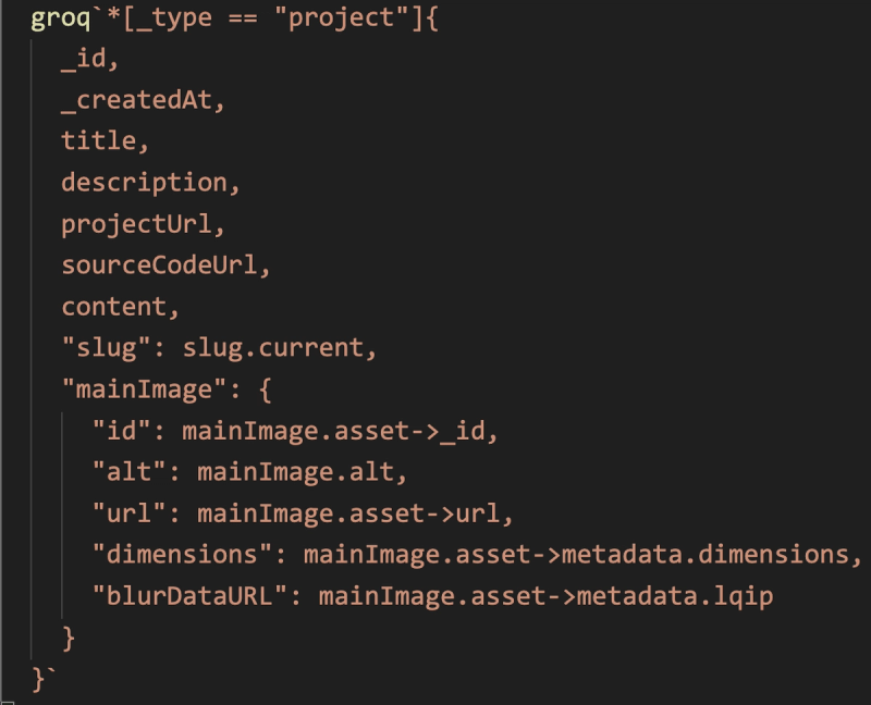 GROQ get projects query