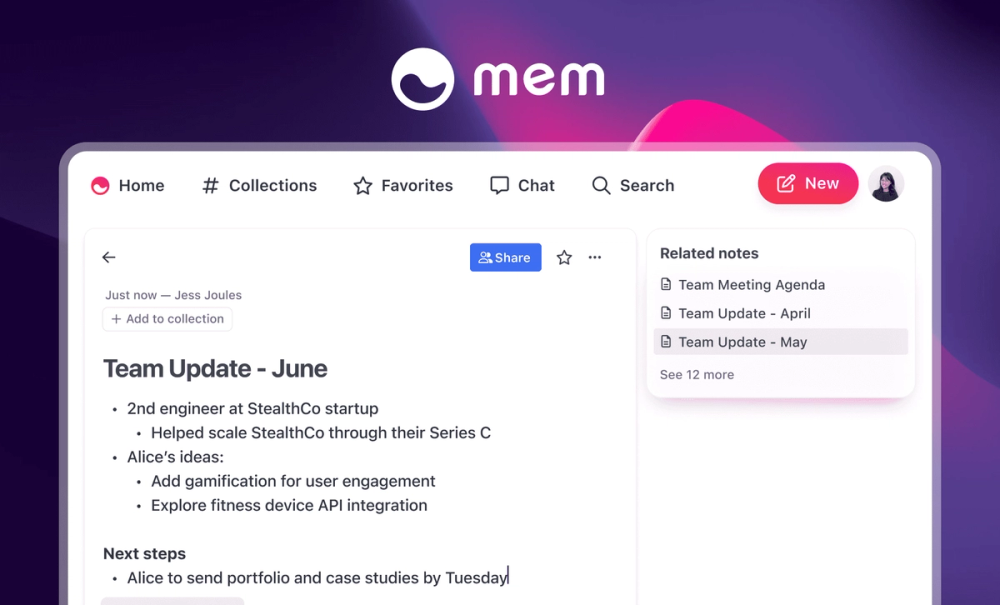 Screenshot of mem.ai