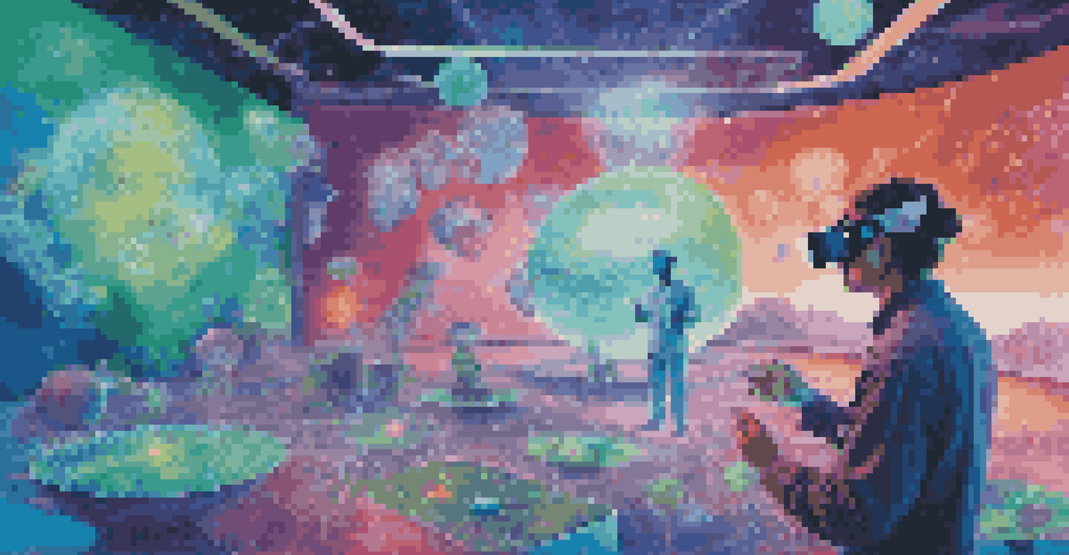 An artist using virtual reality technology to create an immersive experience that blends art and science.
