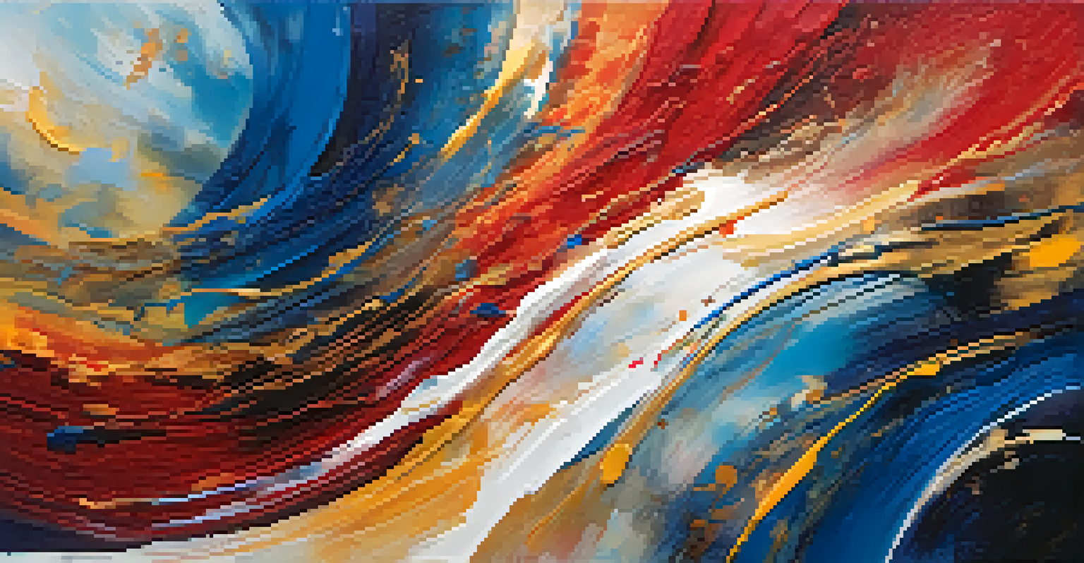 An abstract painting with bold colors and textures, symbolizing emotional expression and healing.