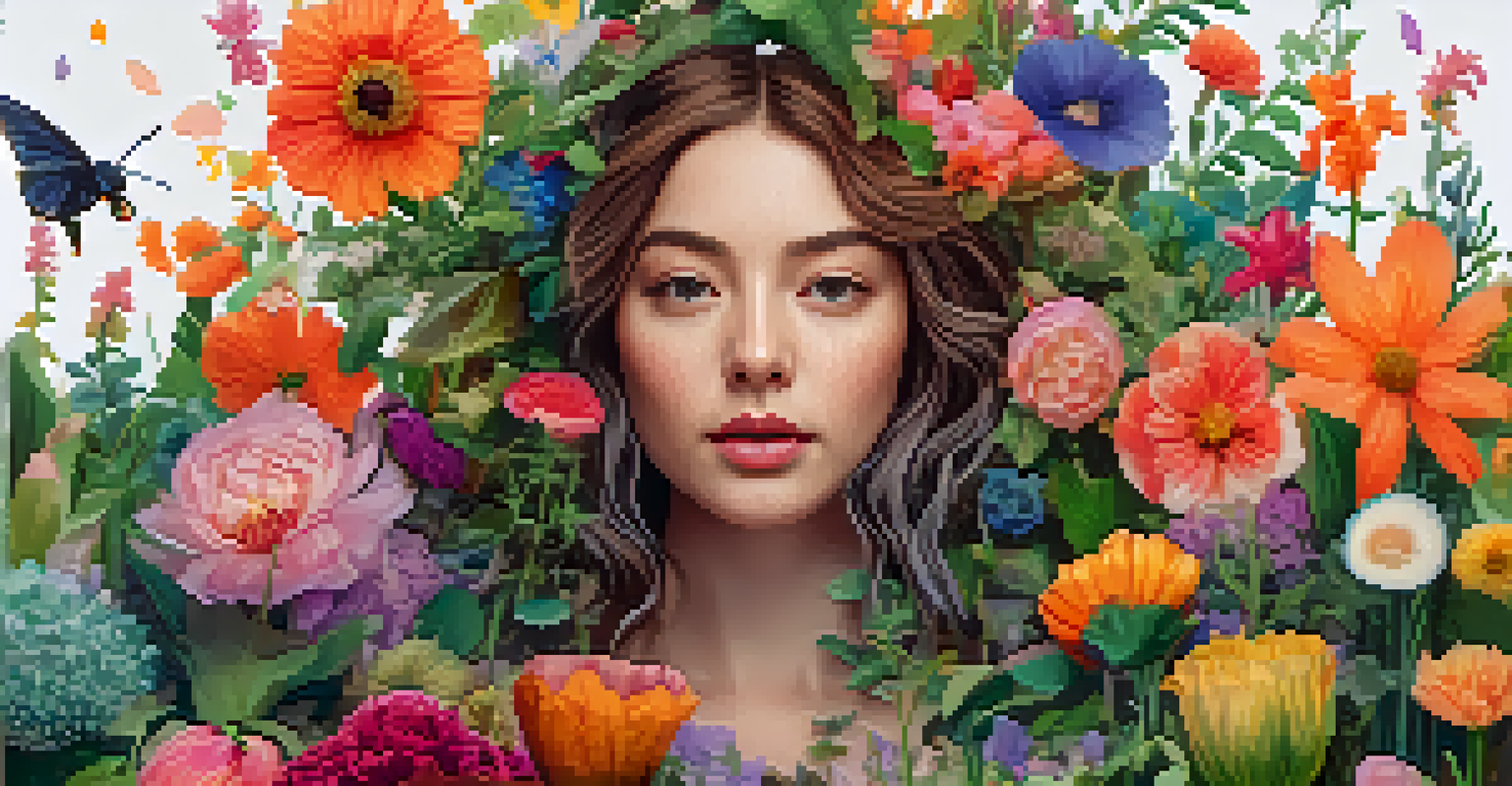 A close-up of a colorful digital illustration being colored, featuring a character in a garden.