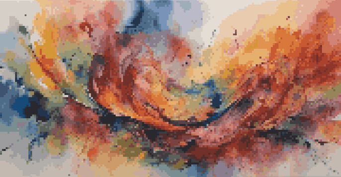 An abstract expressionist painting with vibrant colors and swirling forms symbolizing the emotions related to aging.