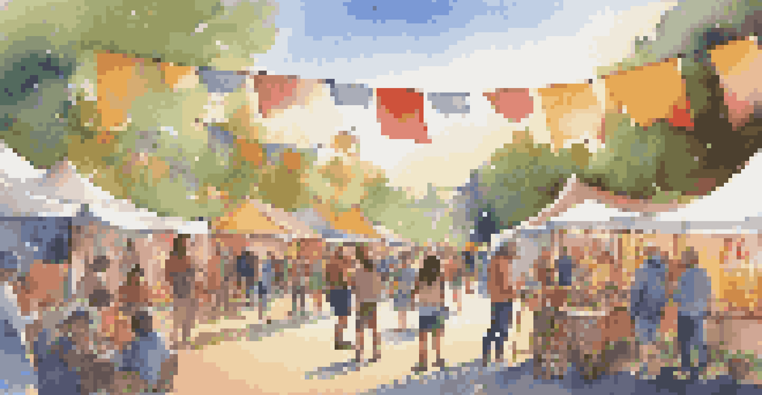 A lively community art festival with diverse people participating in playful art activities, set against a colorful backdrop.