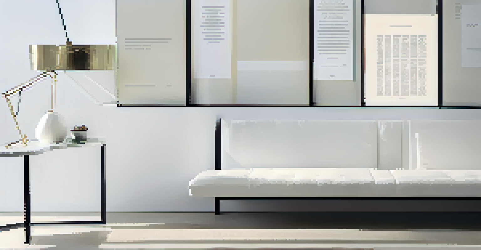 A close-up of a printed page with minimalist design, featuring bold headlines and ample spacing, emphasizing clarity and sophistication.